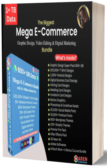 the biggest Mega e-commerce graphic design video editing and digital marketing bundle