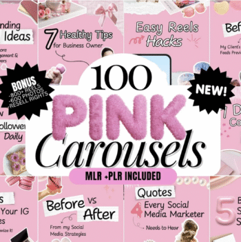 100 Aesthetic Pink Instagram Carousel Templates | Editable Canva PLR MRR